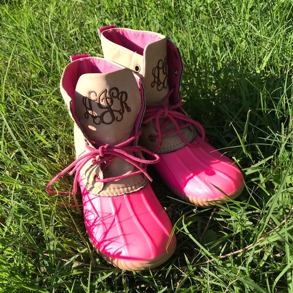girls monogrammed duck boots
